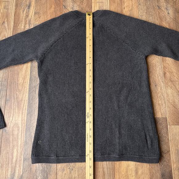 Lululemon Knit Crew Neck Ribbed Sweater Women's Size 2 Gray Knit Pockets - Picture 6 of 9